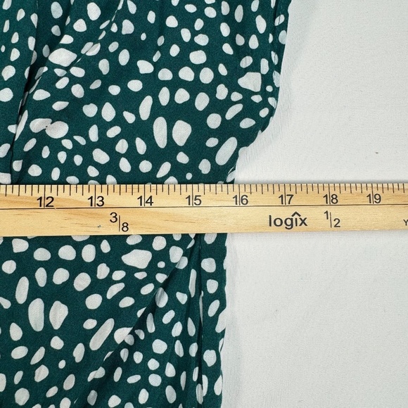 Dear Siouxsie Polka Dot Romper Womens Size XL Green White Pockets Keyhole Tie - Picture 6 of 13